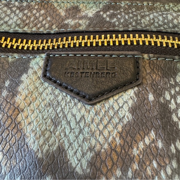 Aimee Kestenberg handbag pouch blue snakeskin vegan leather tassel clutc… - Picture 9 of 9